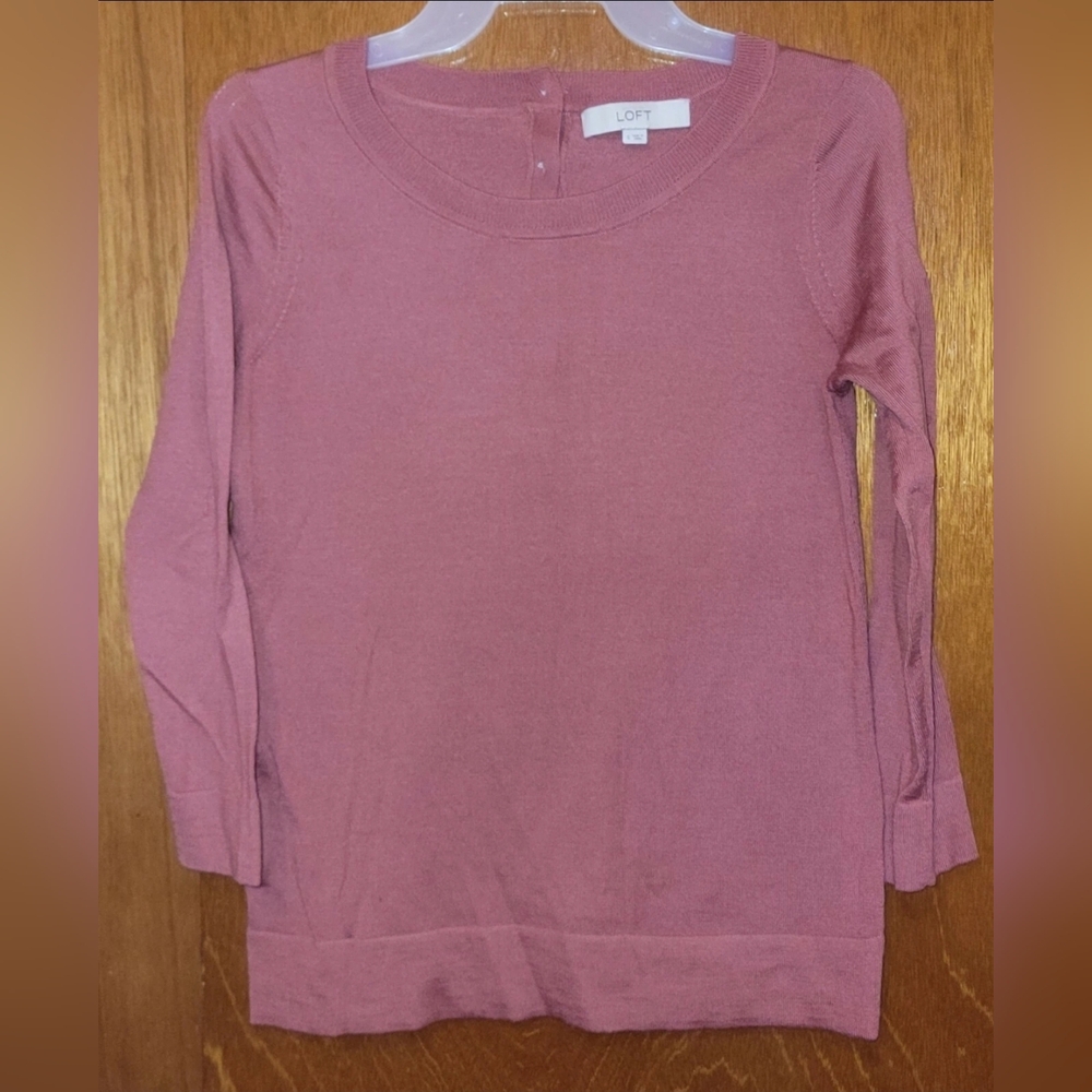 LOFT Pink Muave 3/4 Sleeve Light Thin Sweater, Small Mint Condition!